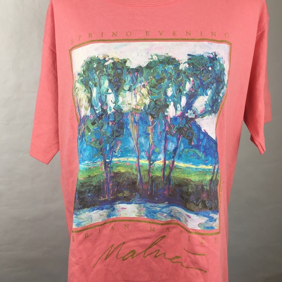 Spring Evening Floral Art Watercolor Pink Tee - Picture 2 of 4